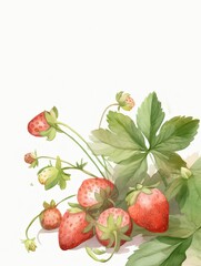 Beautiful watercolors on a white background of different flowers and fruits