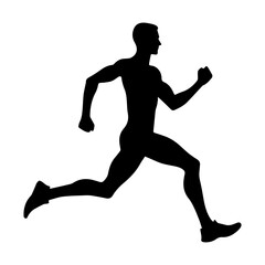 A running man runner vector silhouette