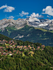 Summer travel to the Swiss Alps. Sun, warm beautiful weather, relaxation and travel. - 679624448