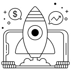 Creative design icon of mobile launch

