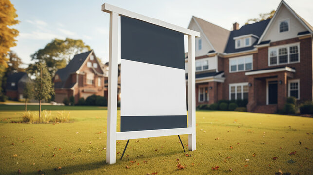 Generative AI, Real estate street sign or banner mock up, for sale blank