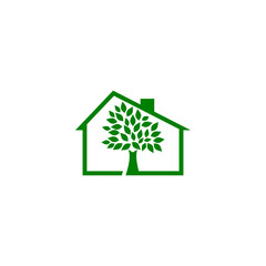 House with tree logo icon isolated on transparent background