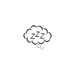 Sleeping sign in thought bubble icon isolated on transparent background
