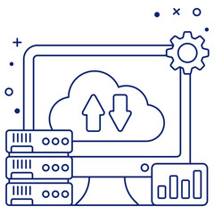 Editable design icon of cloud data transfer

