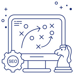 Conceptual linear design icon of tactical strategy 

