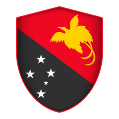 Papua New Guinea flag in shield shape. Vector illustration.