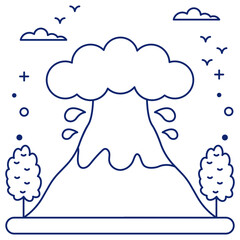 An editable design icon of volcano 

