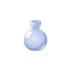 Glass bottle for potion, vector game icon isolated on white background
