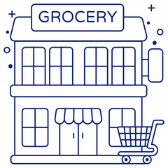 Editable design icon of grocery store 

