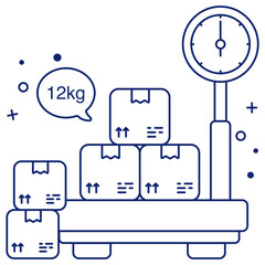 Conceptual linear design icon of parcel weighing

