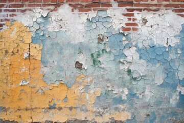 outdoor brick wall with cracked paint