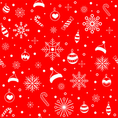 hand-drawn  christmas pattern with snowflakes