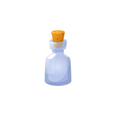 Bottle for potion with cork, game icon, vector isolated on white background
