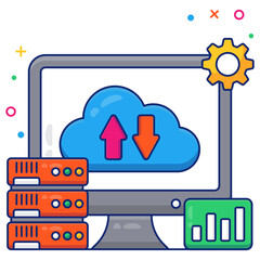 Editable design icon of cloud data transfer

