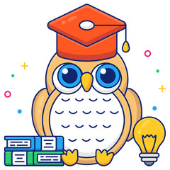 A colored design icon of owl

