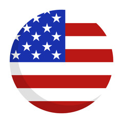 Round United States flag icon. Round American flag icon. Vector.
