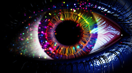 Human multicolored iris of the eye animation concept