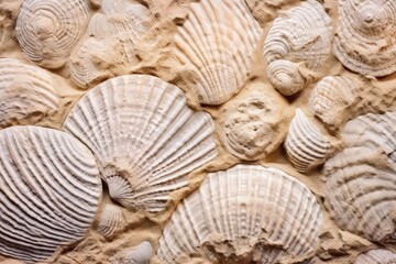 texture of seashell fossil in soft sandstone