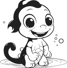 Salamander animal vector image, black and white coloring page