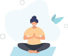 Yoga class.woman practicing yoga.flat vector illustration.