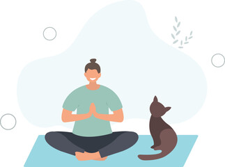 Yoga class.man practicing yoga.flat vector illustration.