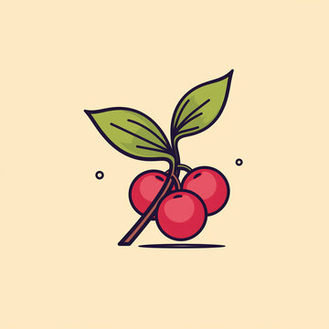 Simple graphic of a Cranberry berry. Flat clean cartoon 2D illustration style