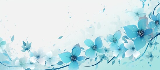 Fototapeta na wymiar Elegant cyan flower with watercolor style for background and invitation wedding card