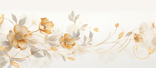 Elegant ivory flower with watercolor style background and invitation wedding card, AI generated