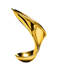 Golden futuristic spoon-like splash isolated