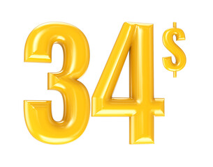 Gold Number 3D Rendering