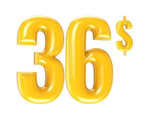 Gold Number 3D Rendering