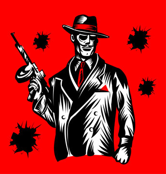 mafia member silhouette . vector illustration