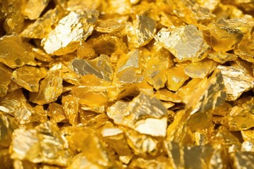 close-up shot of irregular gold foil pieces