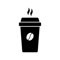 Hot coffee cup vector icon. Paper coffee cup icon isolated on white background.