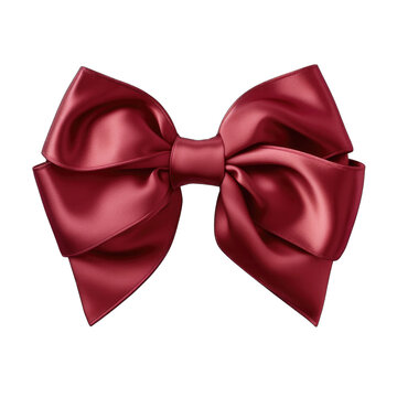 Beautiful burgundy bow with horizontal ribbon with shadow
