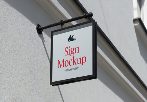 Sign Store Attached to Wall Mockups