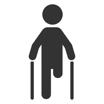recommend clip art: Man without leg on crutches. Vector icon