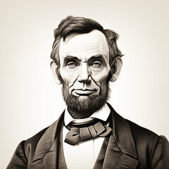 Portrait of Abraham Lincoln Black and white.