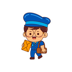 cute postman boy cartoon character