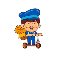 cute postman boy cartoon character