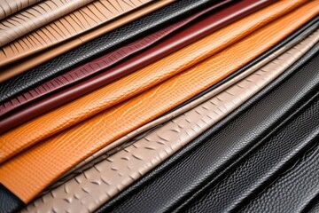 edge view of stacked leather pieces