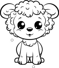 Sheep cute animal black and white coloring page