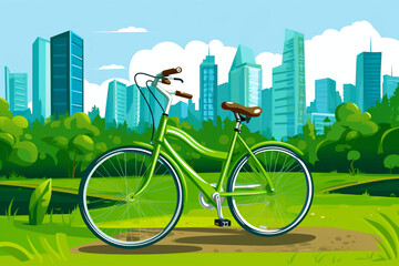 Naklejka premium A bicycle is an alternative to a gasoline vehicle, which helps to reduce harmful emissions.