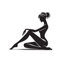 Tranquil Beauty: Woman Silhouette Seated - A Tranquil Visual Capturing the Beautiful Silhouette of a Woman in a Seated Position