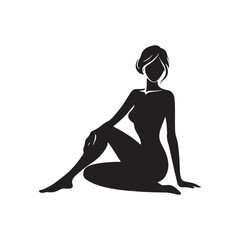 Ethereal Essence: Woman Seated Silhouette - An Ethereal Image Illustrating the Essence and Beauty of a Woman in Seated Contemplation