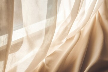 textured beige linen curtains in sunlight