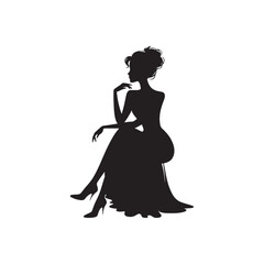 Gentle Contour: Woman Sitting Silhouette - A Gentle and Refined Image Illustrating the Contoured Beauty of a Seated Woman.