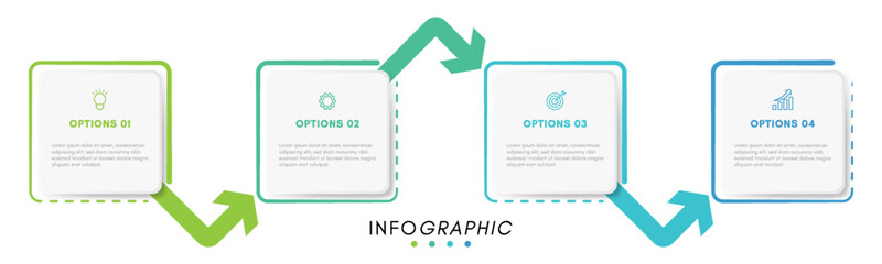 Vector infographic design template with icons, arrows, and 4 options or steps.