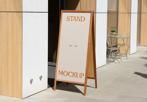 Store Front Wooden Stand Mockups