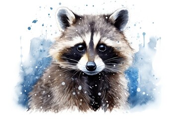 Obraz premium watercolor Raccoon Watercolor drawing of an animal - colored raccoon